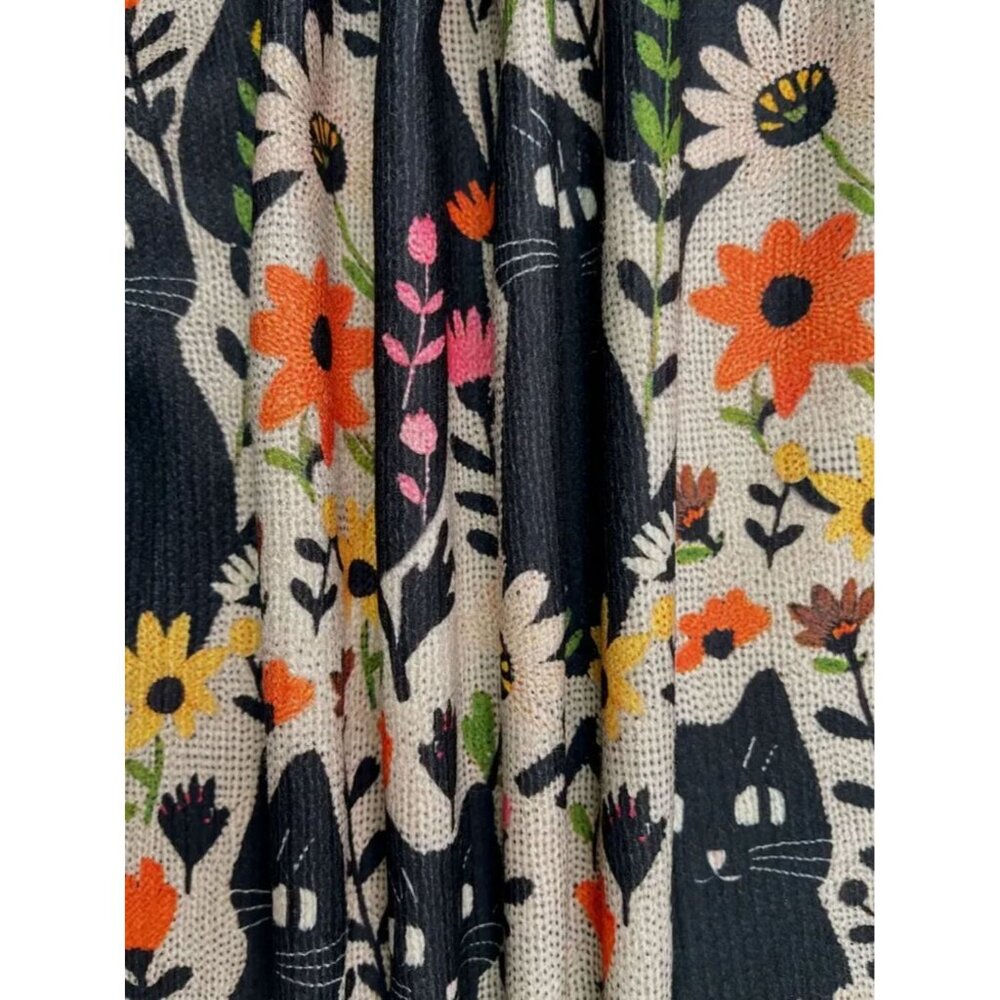 NWT Spooky Frolicking Black Cat Magic Lightweight Sweater Sizes M, L, XL - Picture 4 of 5